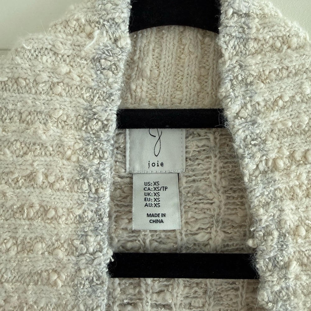 Joie Open Front Longline Nordic Knit Cardigan Cream & Gray Size XS - Picture 4 of 4